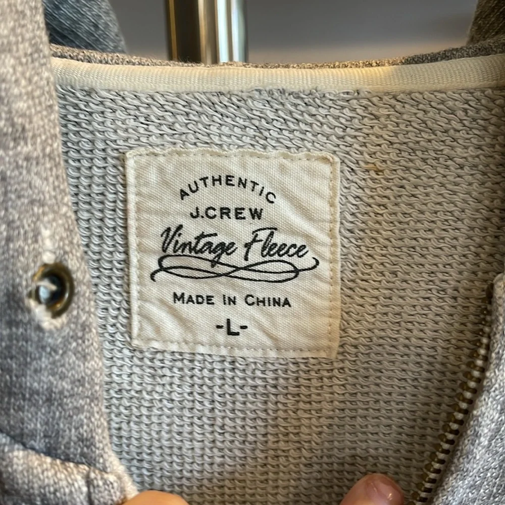 J. Crew Vintage Fleece Hoodie cotton VTG long sleeves zipped pockets